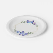 Butterfly Blue Waterverf Vlinders Trouwen Papieren Bordje (Gekanteld)