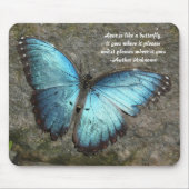 Butterfly Blue-with-quote Muismat (Voorkant)