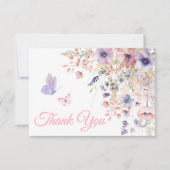 Butterfly Blush Pink Purple Wildflower Bedankkaart (Voorkant)
