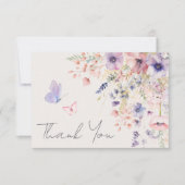 Butterfly Blush Pink Purple Wildflower Bedankkaart (Voorkant)
