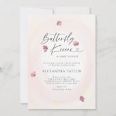 Butterfly Blush Tender Waterverf Baby Meisje Douch Kaart (Voorkant)