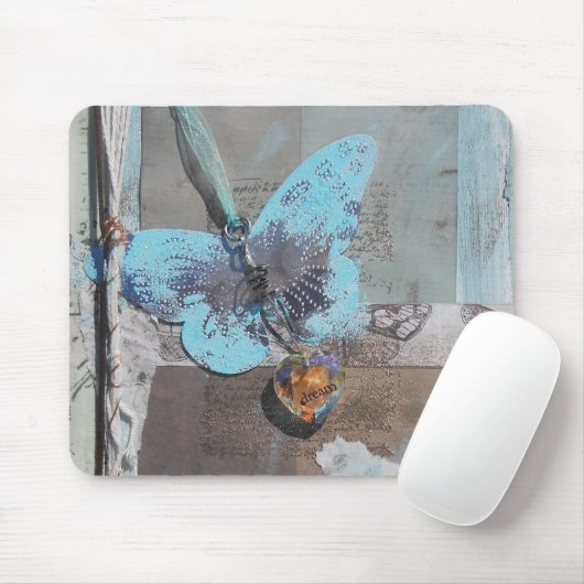 Butterfly Boho Chic Blue Heart Dream Muismat (Met muis)