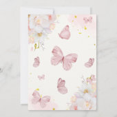 Butterfly Boho Floral Roze Meisje Verjaardag Kaart (Achterkant)