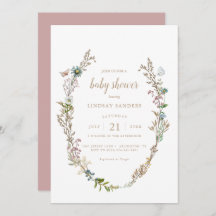 Butterfly Boho Foliage Wreater Baby shower Invitat