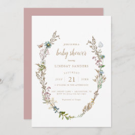 Butterfly Boho Foliage Wreater Baby shower Invitat Kaart