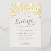 Butterfly Boho Gold Elegant Boho Chic Baby shower Folie Uitnodiging (Voorkant)