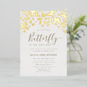 Butterfly Boho Gold Elegant Boho Chic Baby shower Folie Uitnodiging (Staand Voorkant)
