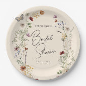 Butterfly Boho Herfst Wildflower Vrijgezellenfeest Papieren Bordje (Voorkant)