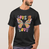 Butterfly Boho Rainbow Love is Love LGBT Gay Lesbi T-shirt (Voorkant)