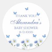 Butterfly Boho Wildflower Baby shower Dank u Ronde Sticker (Voorkant)