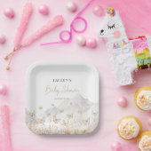 Butterfly Boho Wildflower Baby shower Papieren Bordje (Feest)