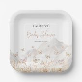 Butterfly Boho Wildflower Baby shower Papieren Bordje (Voorkant)