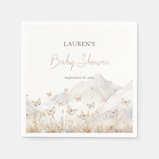 Butterfly Boho Wildflower Baby shower Servet (Voorkant)