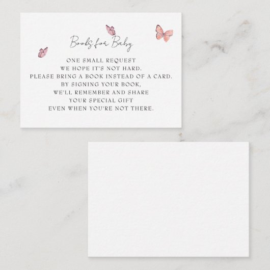 Butterfly Books voor Baby Informatiekaartje (Voorkant / Achterkant)