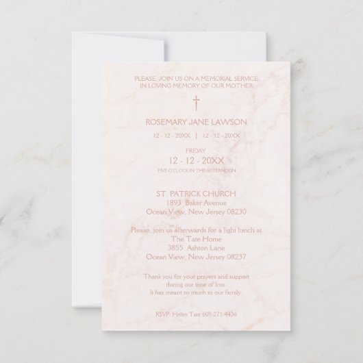 Butterfly Botanical Funeral Loved One Deceased Kaart (Achterkant)