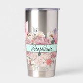 Butterfly Botanicals Gepersonaliseerde elegante bl Geïsoleerde Drinkbeker (Links)