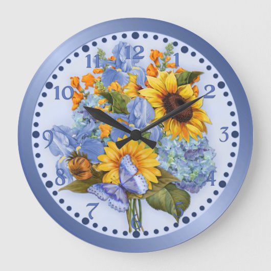 Butterfly Bouquet Floral Grote Klok (Voorkant)