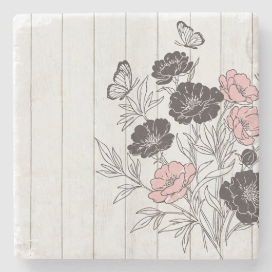 Butterfly Bouquet Stenen Onderzetter (Voorkant)