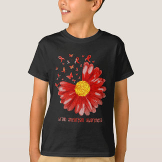 Butterfly Bourgogne Ribbon Brain Aneurysma Awarene T-shirt