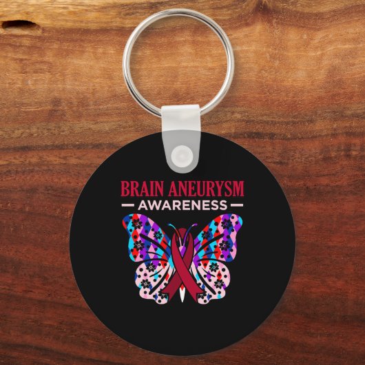 Butterfly Brain Aneurysm Awareness Maand Ondersteu Sleutelhanger (Voorkant)