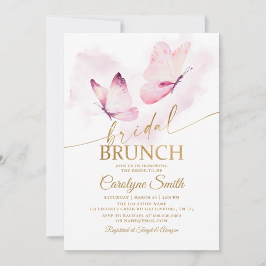 Butterfly Bridal Brunch Vrijgezellenfeest Kaart (Voorkant)