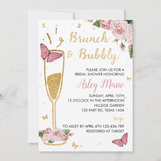 Butterfly Bridal Shower Invitation Garden Party Kaart (Voorkant)