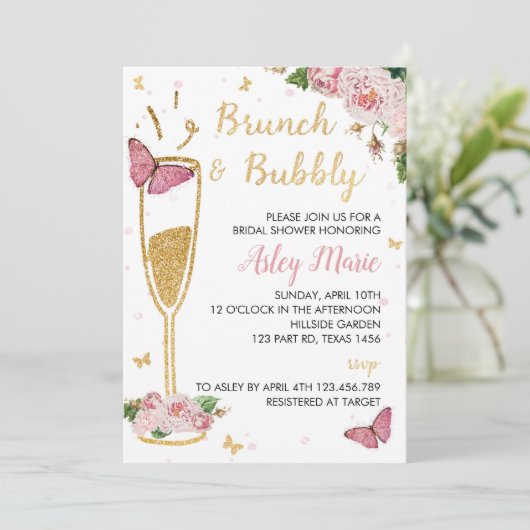 Butterfly Bridal Shower Invitation Garden Party Kaart (Staand voorkant)