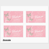 Butterfly bruiloft bloem meisje dank u roze rechthoekige sticker (Vel)