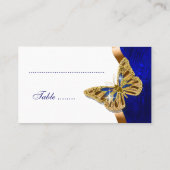 Butterfly bruiloft bruin blauw goud plaatskaartje (Achterkant)