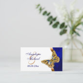 Butterfly bruiloft bruin blauw goud plaatskaartje (Staand voorkant)