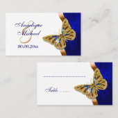 Butterfly bruiloft bruin blauw goud plaatskaartje (Voorkant / Achterkant)