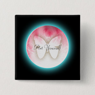 Butterfly Bubbles Vierkante Button 5,1 Cm