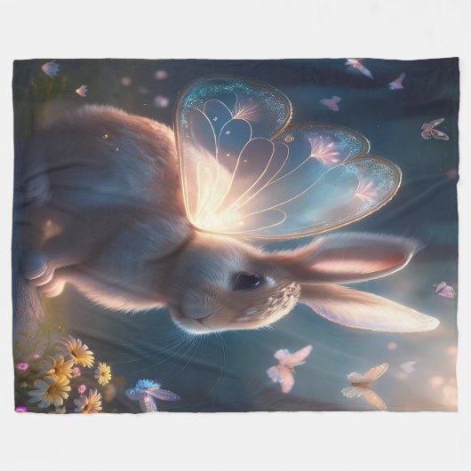 Butterfly Bunny Fleece Deken (Voorkant (Horizontaal))
