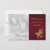 Butterfly burgundy Gold-trouwreactie Save The Date (Achterkant)
