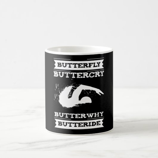 Butterfly Buttercry Butterwhy - Swimmer Design Koffiemok (Center)