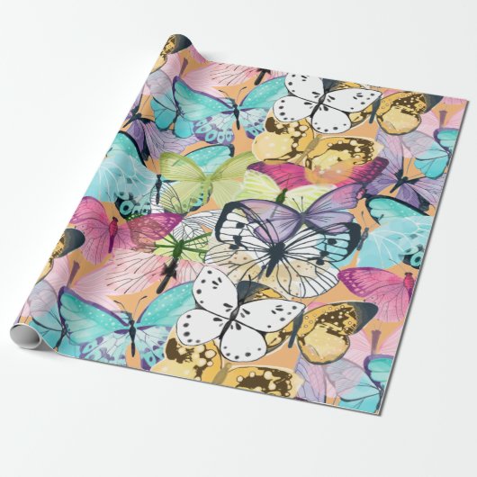 Butterfly Butterflies Pattern Cadeaupapier (Uitgerold)