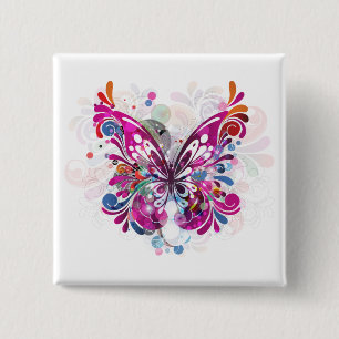 Butterfly ~ Butterflies Sjabloon aanpassen Vierkante Button 5,1 Cm