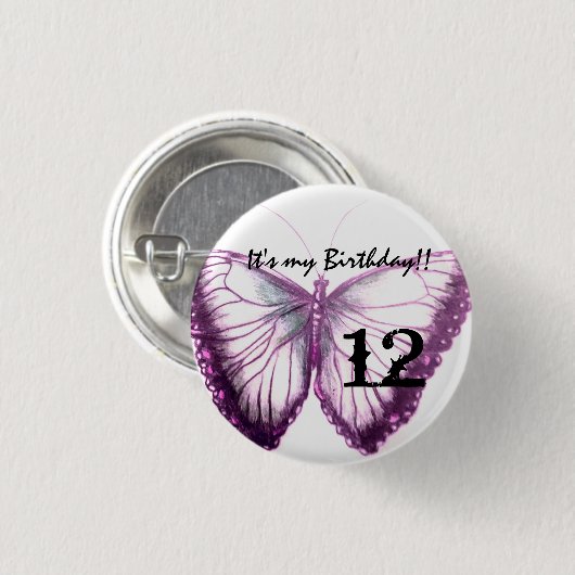 Butterfly Button aanpassen Het is mijn verjaardag (Voorkant /achterkant)