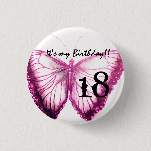 Butterfly Button aanpassen Het is mijn verjaardag (Voorkant)