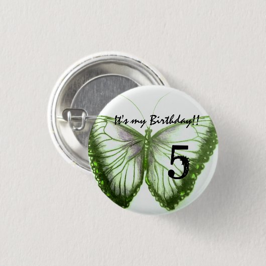 Butterfly Button aanpassen Het is mijn verjaardag (Voorkant /achterkant)