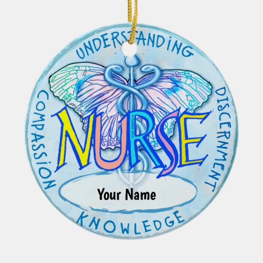 Butterfly caduceus nurse keramisch ornament (Voorkant)