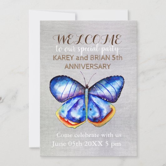 Butterfly Canvas Fotouitnodiging Kaart (Voorkant)