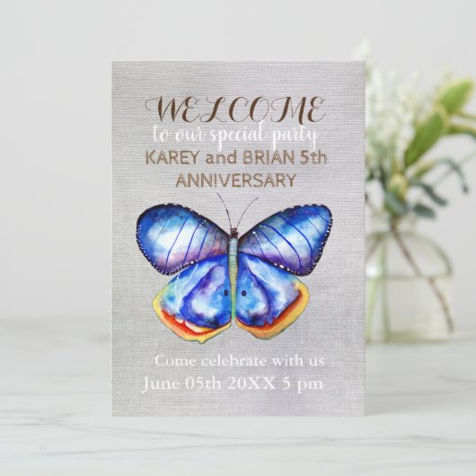 Butterfly Canvas Fotouitnodiging Kaart (Staand voorkant)