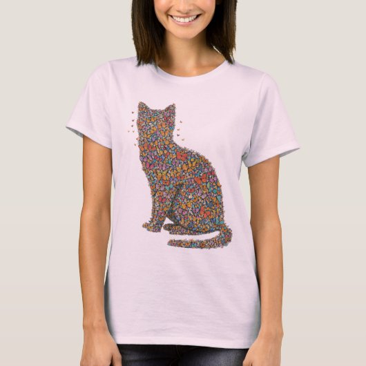 Butterfly Cat Lover Silhouette Art | Graphic Print T-shirt (Voorkant)