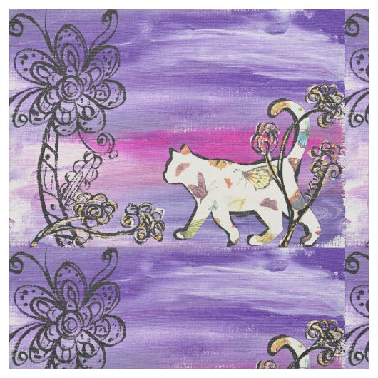 Butterfly Cat Stof (Swatch)