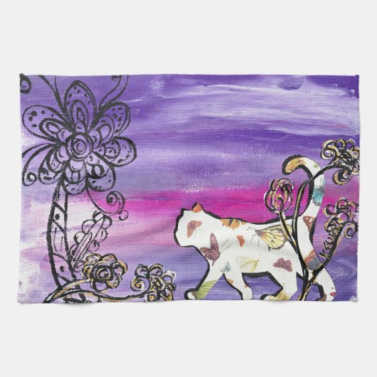 Butterfly Cat Theedoek (Horizontaal)