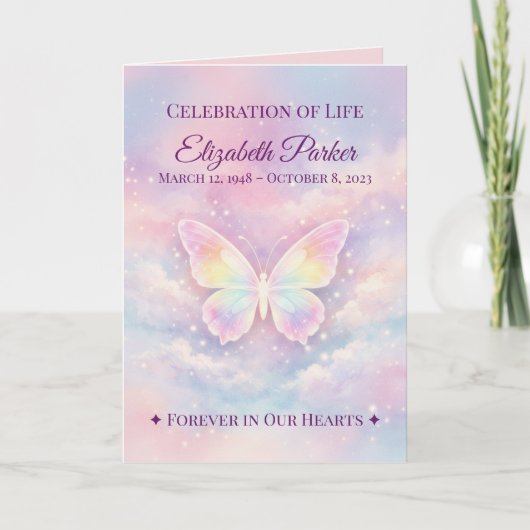 Butterfly Celebration of Life Funeral Program Kaart (Voorkant)