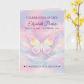 Butterfly Celebration of Life Funeral Program Kaart (Gele Bloem)