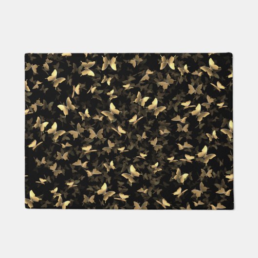 Butterfly Chaos zwart en goud Deurmat (Voorkant)
