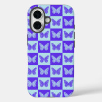 Butterfly Checkered Pattern in Blue en Paars
